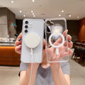 Suitable for samsung s26ultra transparent magnetic phone case s25plus acrylic high transparency protective cover cross-border a56