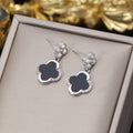 [titanium steel] micro-embedded four-leaf clover necklace and earrings set, high-end, accessible luxury, stylish, elegant earrings, clavicle chain jewelry