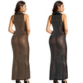 C7077 cross-border   independent station fashionable women's hot diamond v neck sleeveless dress length