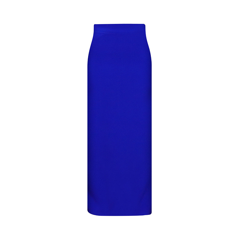 D343 european and american women's clothing  new fashion elegant solid color high waist midi skirt african maxi skirt