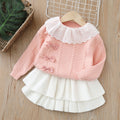 Dropshipping  autumn new girls' sweater two-piece set - sweet & chic bow detail