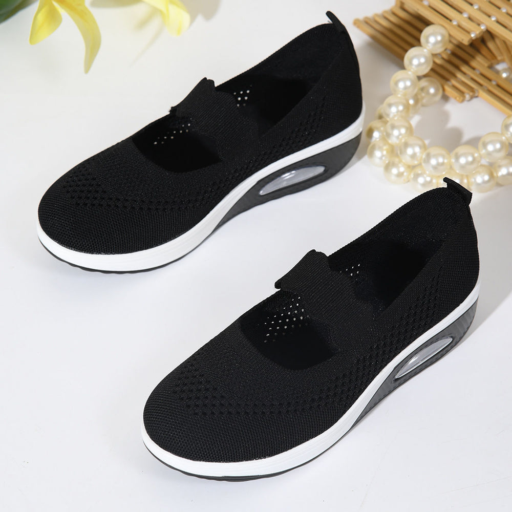 Breathable mesh platform sneakers - autumn  air cushion plus size slip-on running shoes for women -