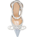 2026 european and american strappy high heel sandals, stiletto heel with bow detail, closed-toe high heels, pointed toe fashion custom pointed stiletto heels