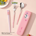 Pokémon 304 stainless steel portable cutlery set - chopsticks, spoon, and fork with student-friendly utensil case