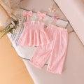 Girls' summer casual outfit: ruched waist cami top & daisy print pants - fresh & stylish summer wear for kids