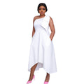 D3058m european and american women's clothing cross-border   one-shoulder big swing asymmetrical fashion dress cross-border dress