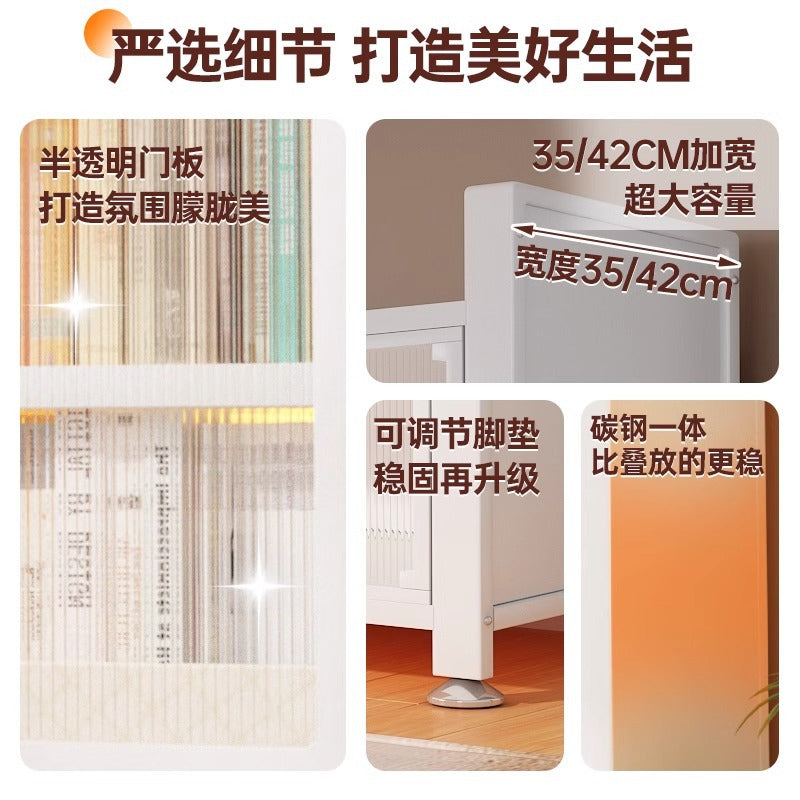 Kitchen storage rack floor-standing multi-layer storage cabinet sideboard microwave oven for home with door multifunctional cabinet storage rack
