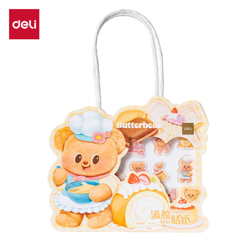 Deli HY242 Butter Bear Epoxy Sticker Cute Cartoon Children's DIY Cake Bear Ledger Sticker