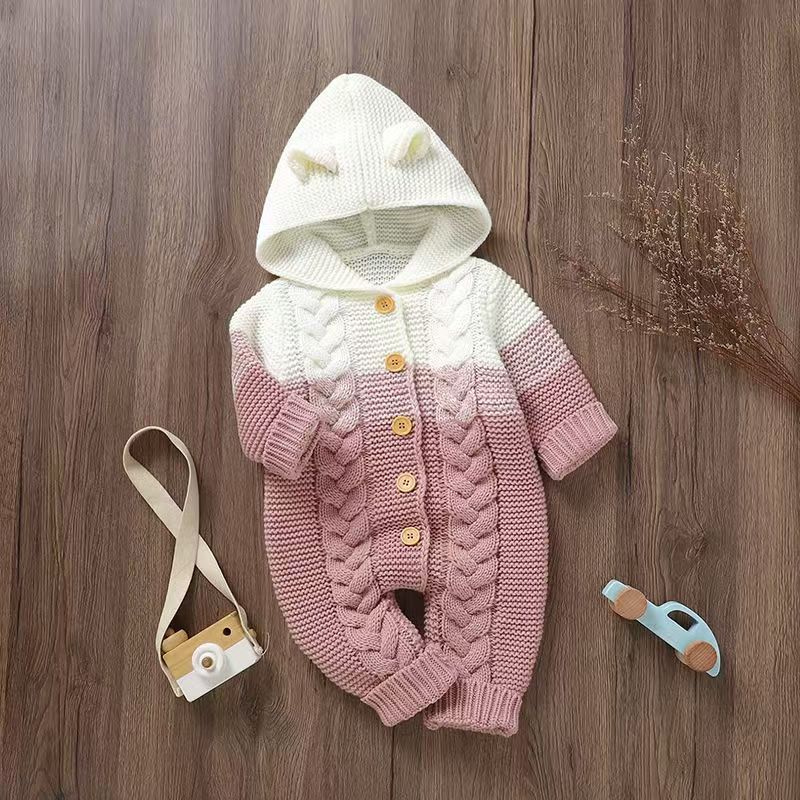 Baby knitting onesie ha yi spring & fall newborn clothing male baby wool cute thickenedheattech025