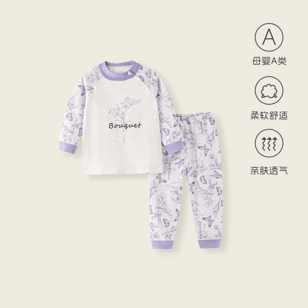 Kids' spring/autumn pure cotton thermal underwear set - baby pajama pants and top set for boys and girls - long sleeve and pants loungewear - children's clothing
