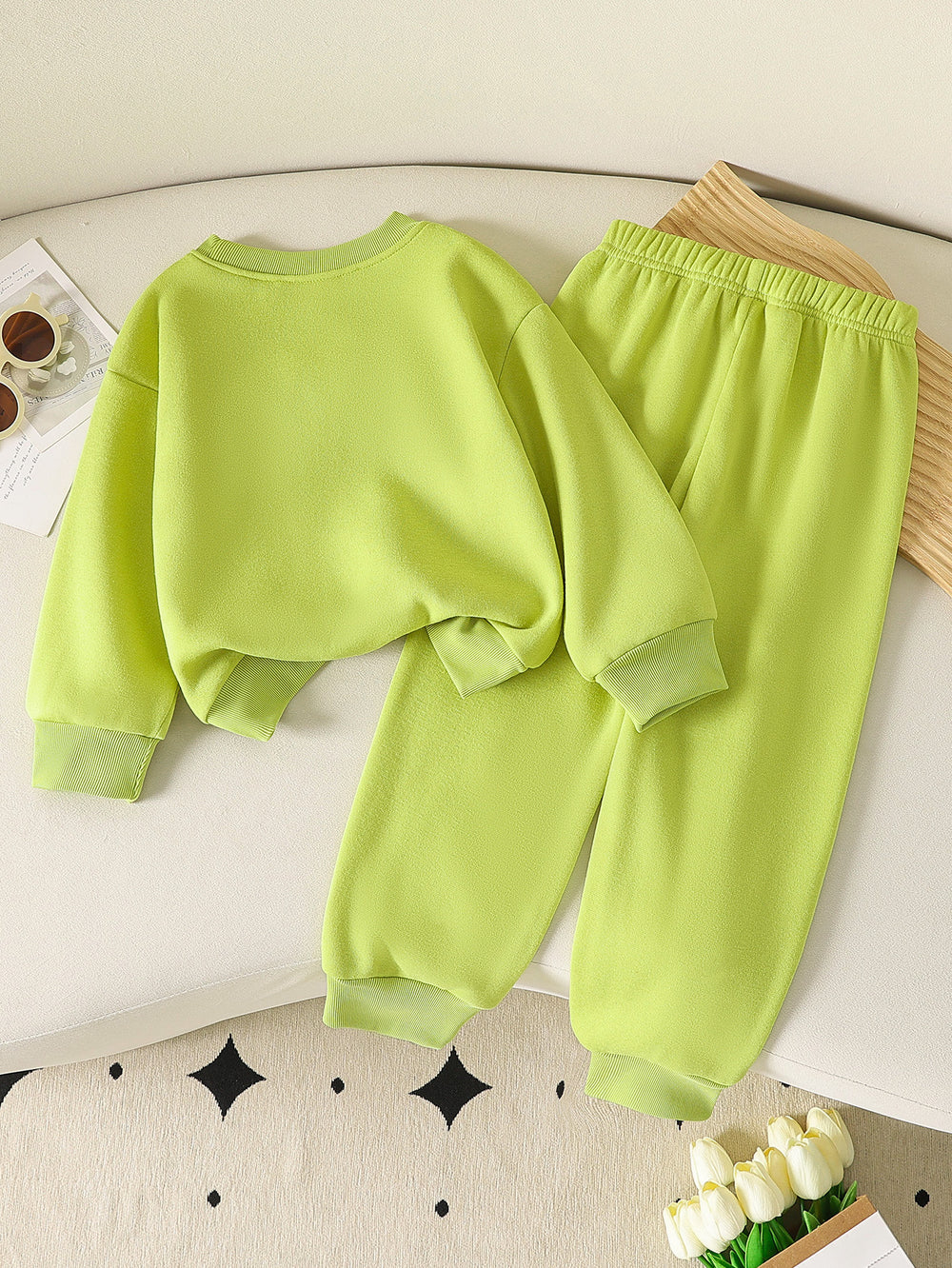 hot selling autumn new arrival 3d floral round neck set - long pants & sweatshirt two-piece outfit