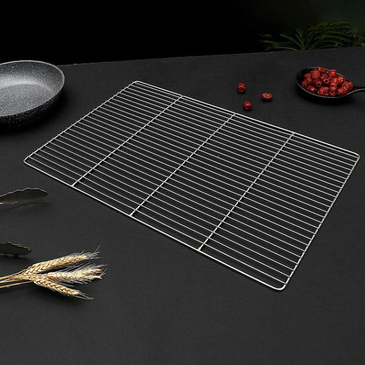 Stainless steel footed cooling net, flat barbecue net, oven net rack, bread baking water filter rack, oil drain net 60x40cm