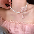 Gentle floral pearl choker necklace - chic & unique, sweet & elegant summer accessory for women
