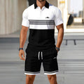 hot-selling men's polo shirt set, new summer two-piece casual short-sleeve and shorts set, dropshipping available
