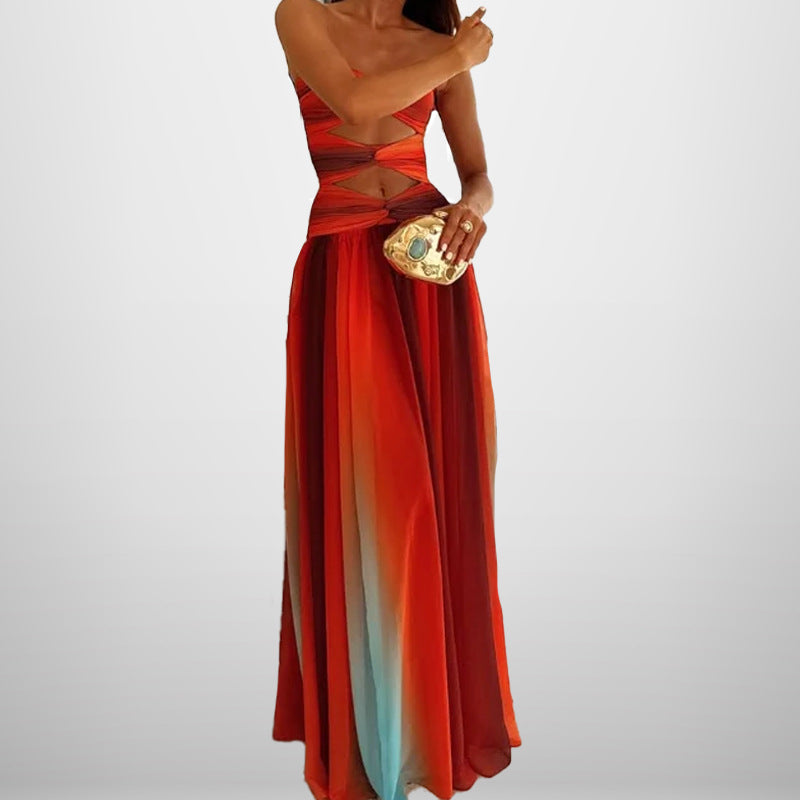 cross-border e-commerce women's fashion: new european and american summer styles - sexy bandeau cutout vacation dress