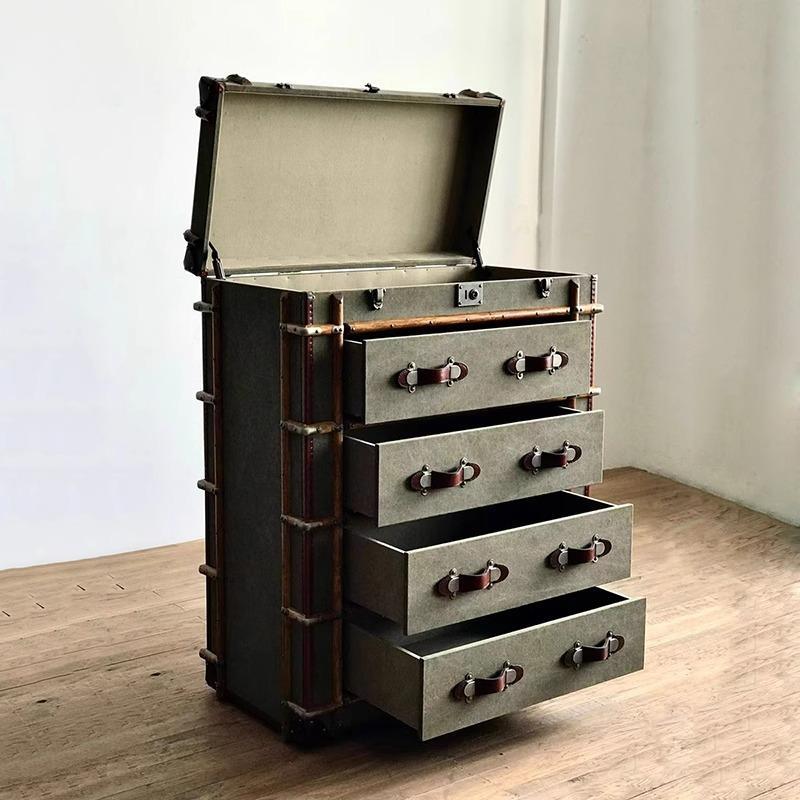 American retro storage cabinet bedroom box foyer entrance cabinet rattan large capacity storage house decoration cabinet furniture