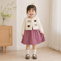 Girls' heart-shaped bow dress,  spring/autumn korean style, toddler cartoon cute dress, baby dress