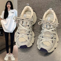 European station mesh thick sole dad shoes women's 2026 spring new arrival height increasing breathable round toe niche sports casual shoes