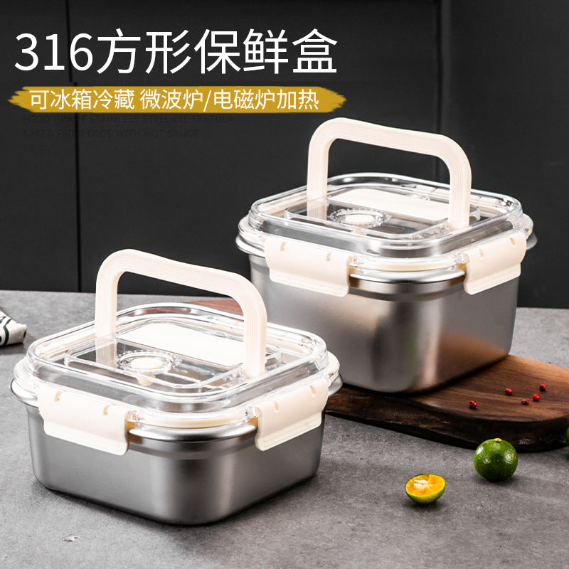 Bento box,  special supply of 316 stainless steel fresh-keeping box, fresh-locked sealed box, refrigerated raw pickling box, fuse box