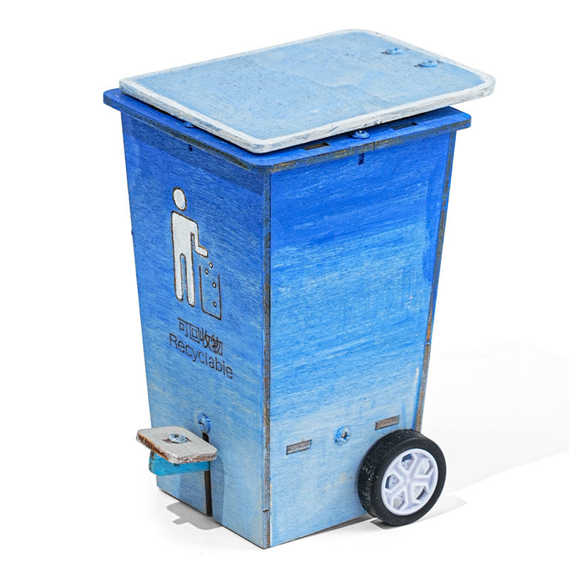 Science and technology small production flip trash can, primary and secondary school students science experiment puzzle creative invention handmade DIY material