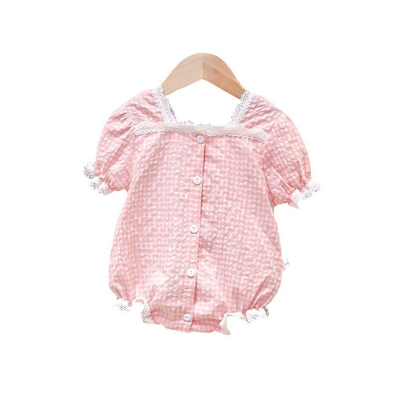 Baby clothes summer newborn baby girl romper full month hundred days princess short sleeve onesie crawling suit summer thin style