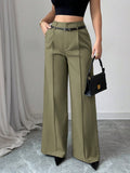 fashionfall and winternew arrivalladies casualelegantwork clothinghigh waistloosestraight-legpants suit pants