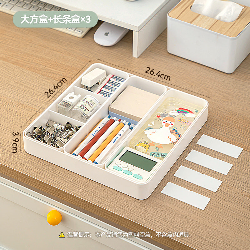 Multifunctional Square Storage Box Grid Plastic Retractable Storage Box Desktop Drawer Storage Stationery Storage Box