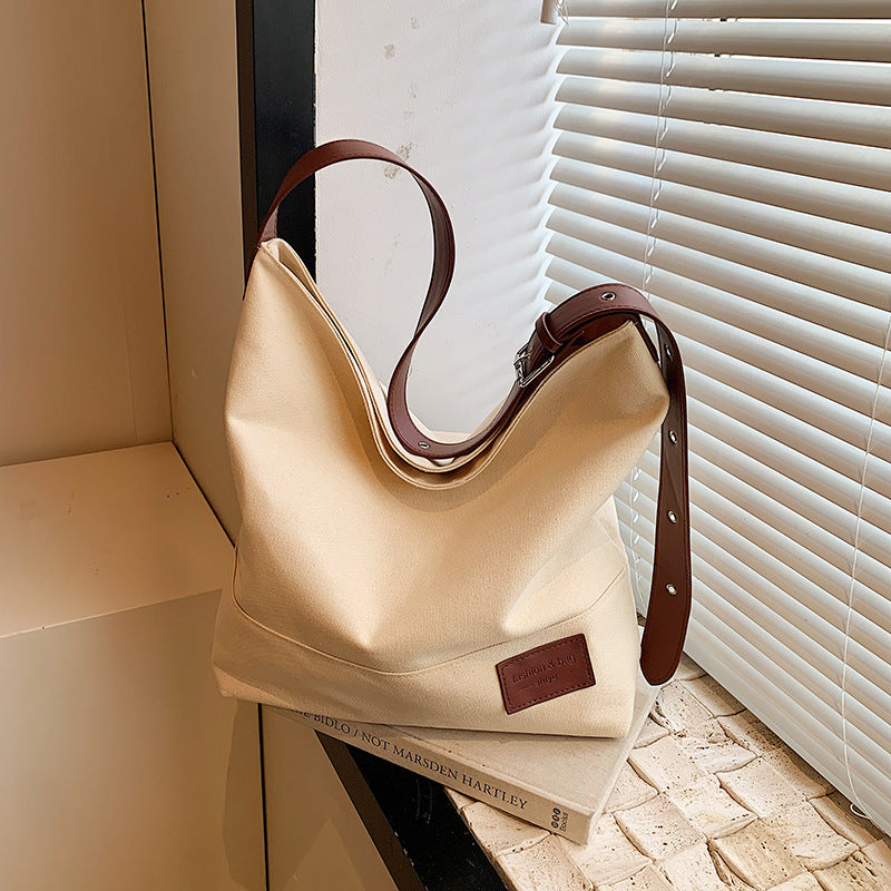 Foreign trade leisure large-capacity canvas bag women's 2025 new versatile shoulder messenger bag college student tote bag