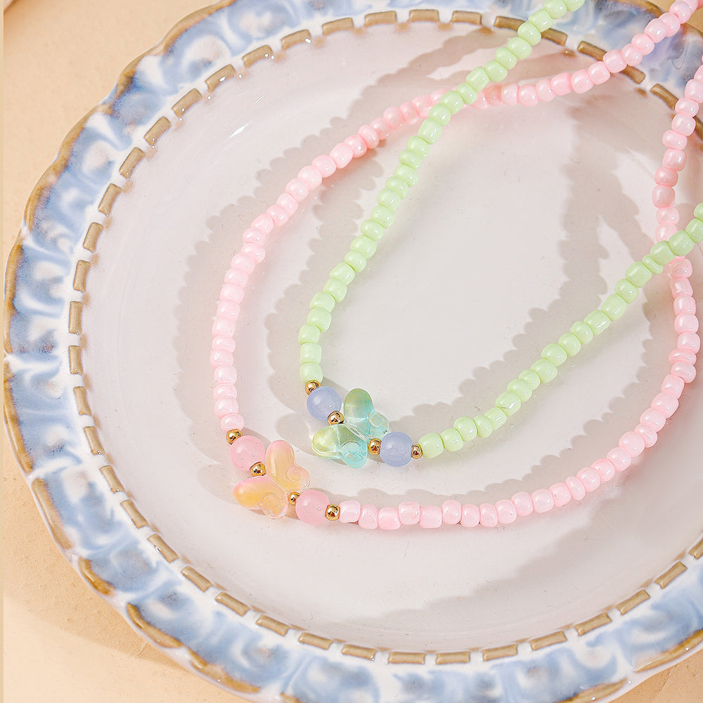 Fashion cross-border e-commerce jewelry fashion resin beads handmade necklace sweater chain easiest for match butterfly clavicle chain pendant