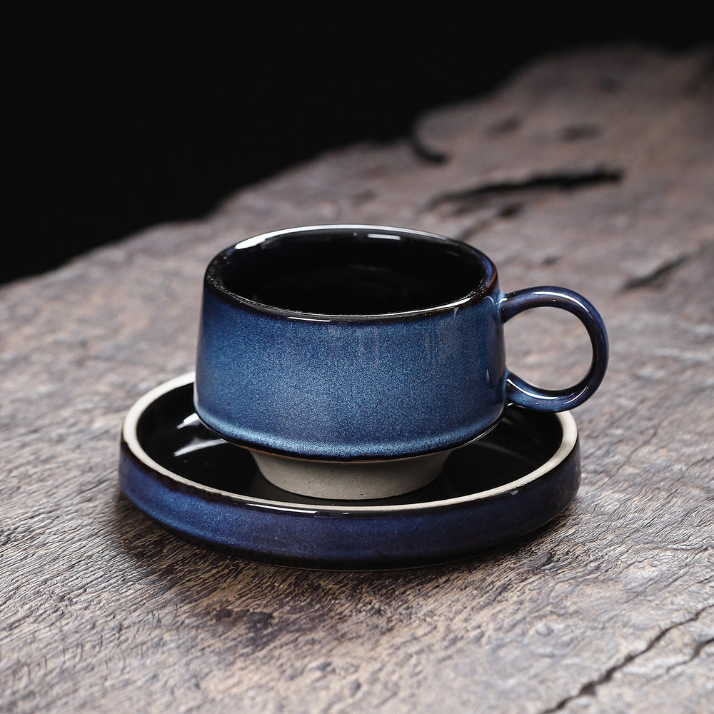 Retro style japanese coffee cup and saucer kiln-turned ceramic cup and saucer high-looking afternoon tea cup latte coffee cup and saucer