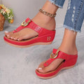 foreign trade plus size women's slippers fashionsummernew arrival beach flip-flops wedge heel round toe sandals ready stock wholesale