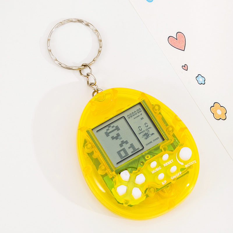 creative round keychain tetris mini game console toy handheld electronic game console charm
