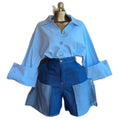 European and american cross-border women's fashion:  summer new arrival - stylish turn-down collar, unique design, versatile solid color blouse