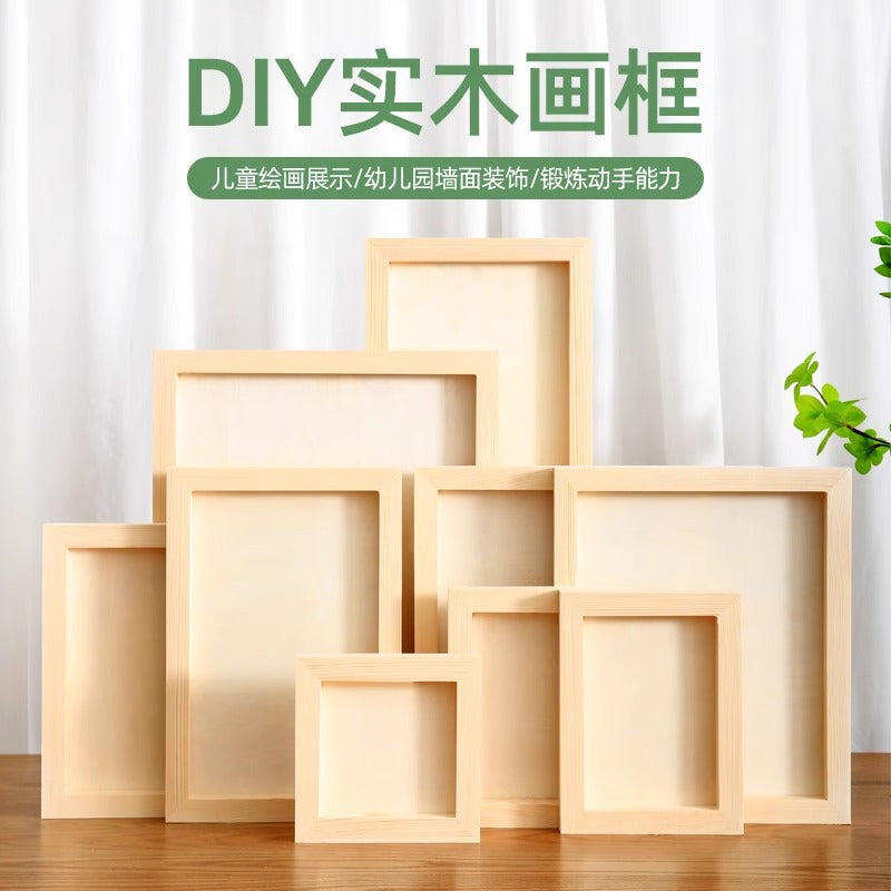 Solid wood clay picture frame mounted wood clay photo frame handmade DIY material wood frame colored clay works display empty frame
