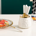 fruit fork spoon hammered ceramic storage jar suitfor home stainless steel fruit skewers dessert forks wholesale