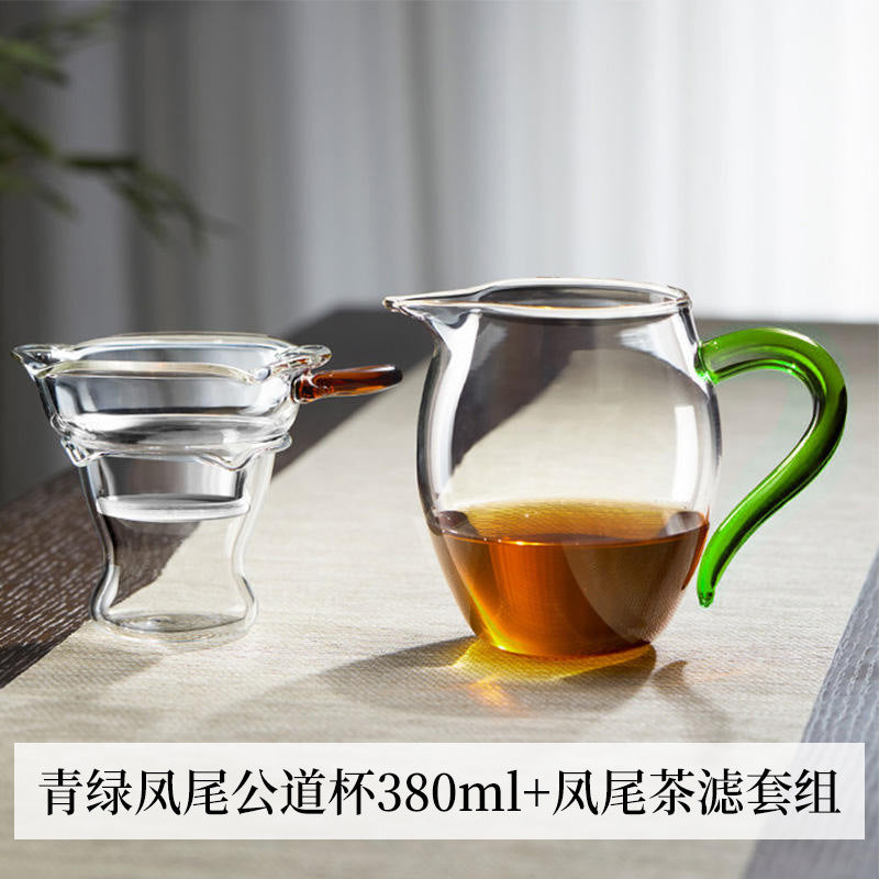 Glass fair cup with handle and filter fair cup glass thickened heat-resistant kung fu tea set tea drain set tea set