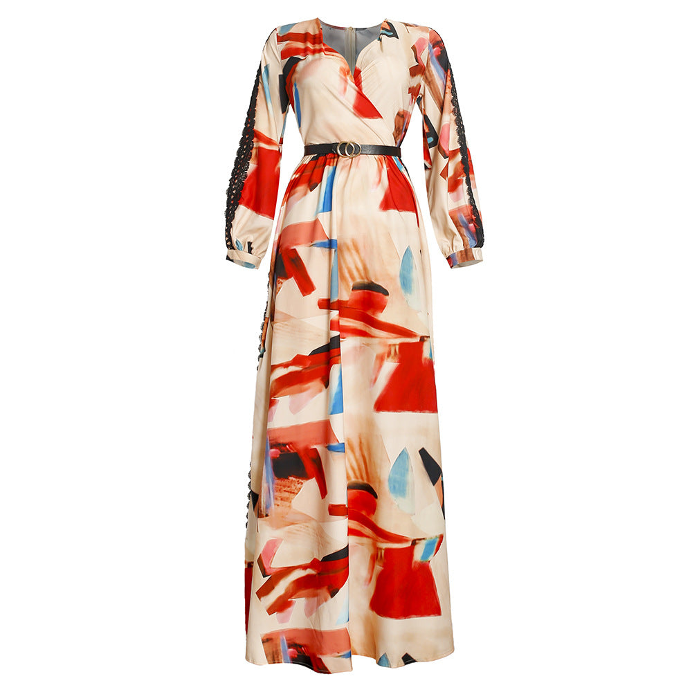 Amazon  plus size women's floral swing dress - new arrival, cinched waist, lace trim, elegant dress