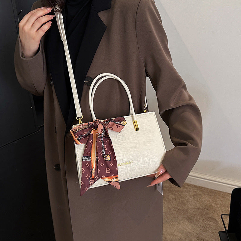 New high-end fashion handbag 2025 simple and popular versatile silk scarf high-end texture shoulder messenger women's bag
