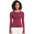 New seamless one-piece knit yoga top: high-stretch, compression fit, long sleeve, breathable, quick-dry running & fitness activewear t-shirt