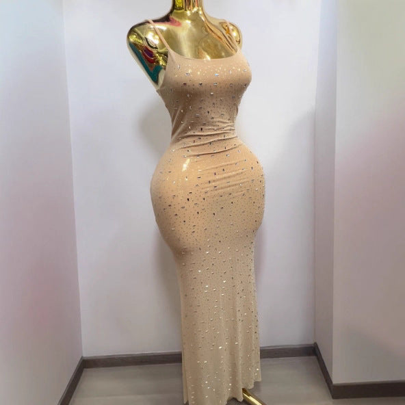 summer new arrival: bestselling double-layer mesh rhinestone embellished european & african style sexy cami dress