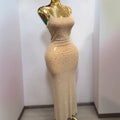 summer new arrival: bestselling double-layer mesh rhinestone embellished european & african style sexy cami dress