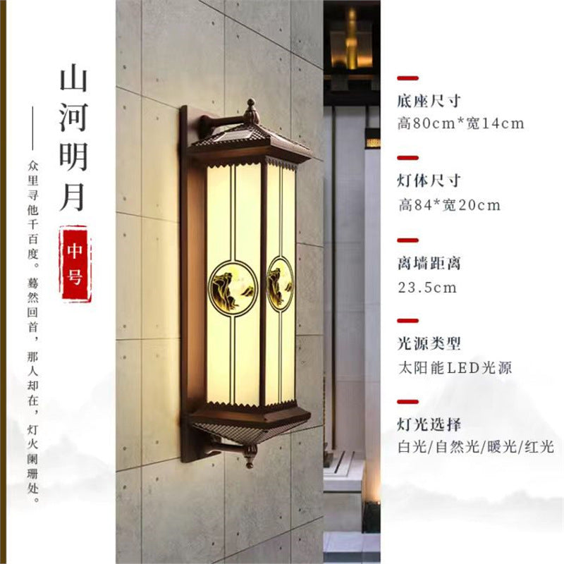 【30-year durability】waterproof solar wall light - chinese style for courtyard, gate, hallway pillar, balcony, villa, and roman column lighting