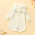 Korean style baby romper - autumn cute pom-pom bear knit hooded bodysuit (036)