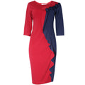 supply  modified  african plus size women's clothing two-color patchwork chest pleated long-sleeved dress