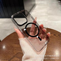 Iphone17/16promax mobile phone case pc hard case magnetic transparent with lens film suitable for apple 14/13 set