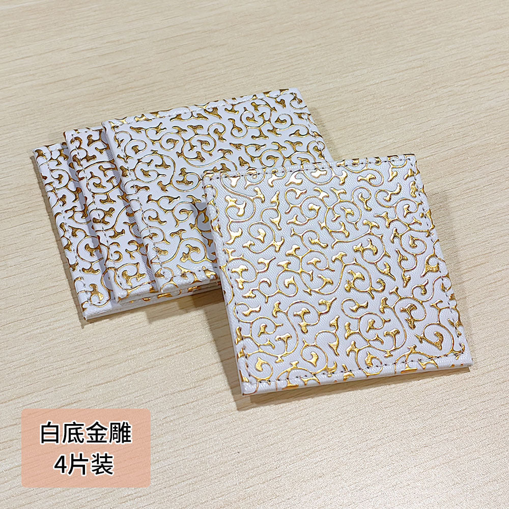 Solid color PU exquisite leather coaster creative furniture hotel waterproof and thermal insulation coffee mat teacup mat can be printed LOGO