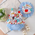 Children's clothing cross-border european and american girl suspender tops+shorts+hat baby children's clothing