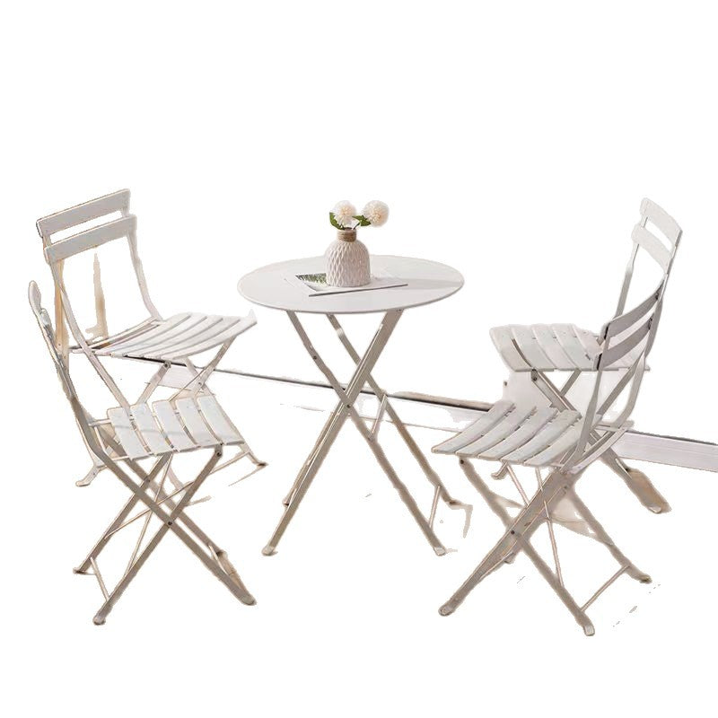 Balcony tea table and chair suitfoldable outdoor courtyard garden open-air casualpopular milk tea shop exterior new table and chairs