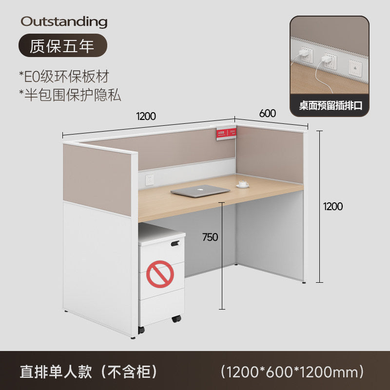 Staff office desk and chair set - minimalist modern office furniture, workstation computer desk, employee desk with partition