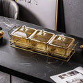【with lid】3-compartment fruit platter - amber + iron stand, thickened plastic